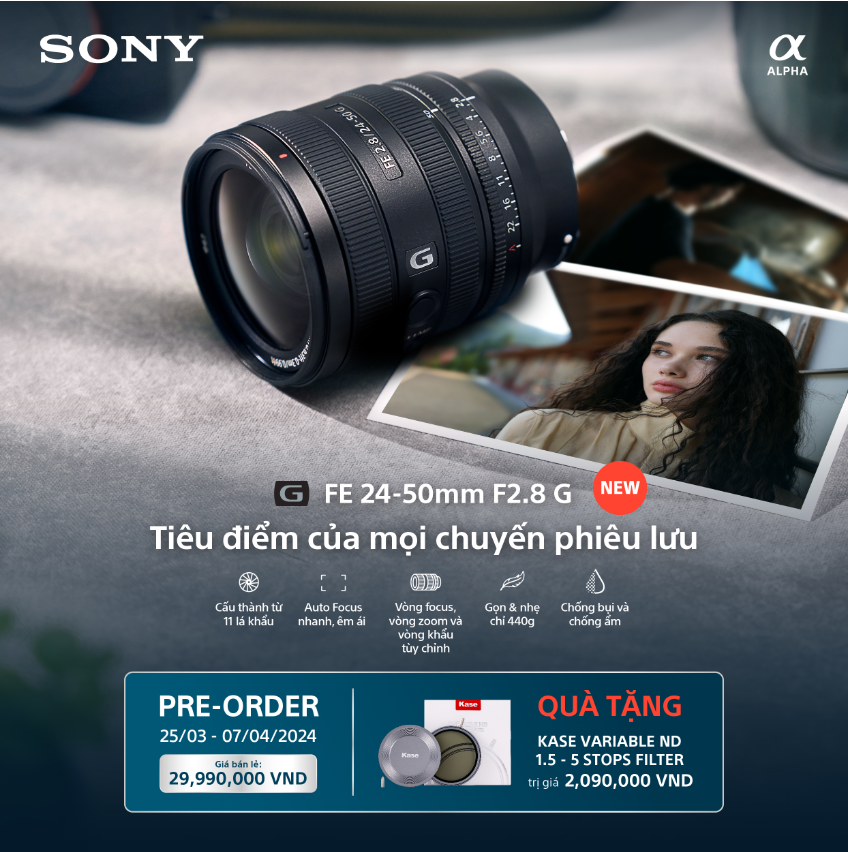 Ra mắt chính thức của ống kính Sony FE 24-50mm f/2.8 G