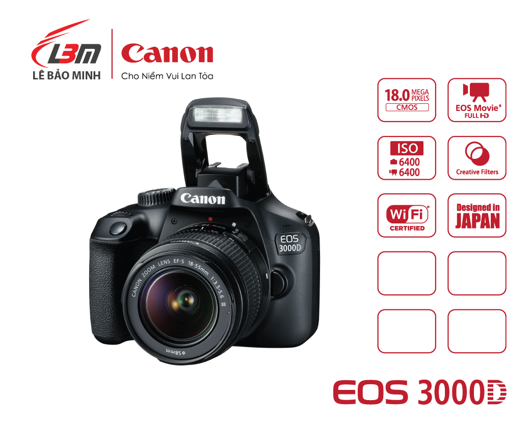 Canon EOS 3000D lens 18-55IS III | CHÍNH HÃNG LBM