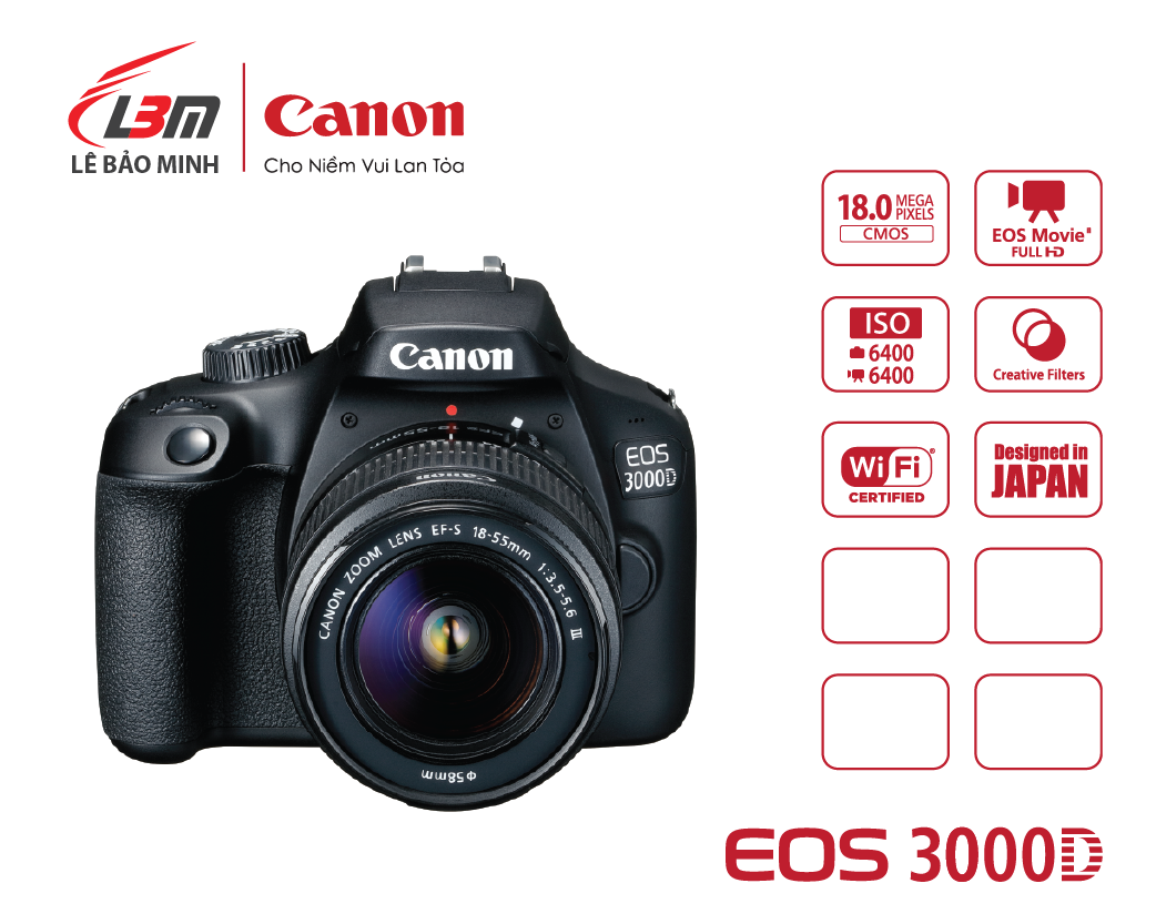 Canon EOS 3000D lens 18-55IS III | CHÍNH HÃNG LBM