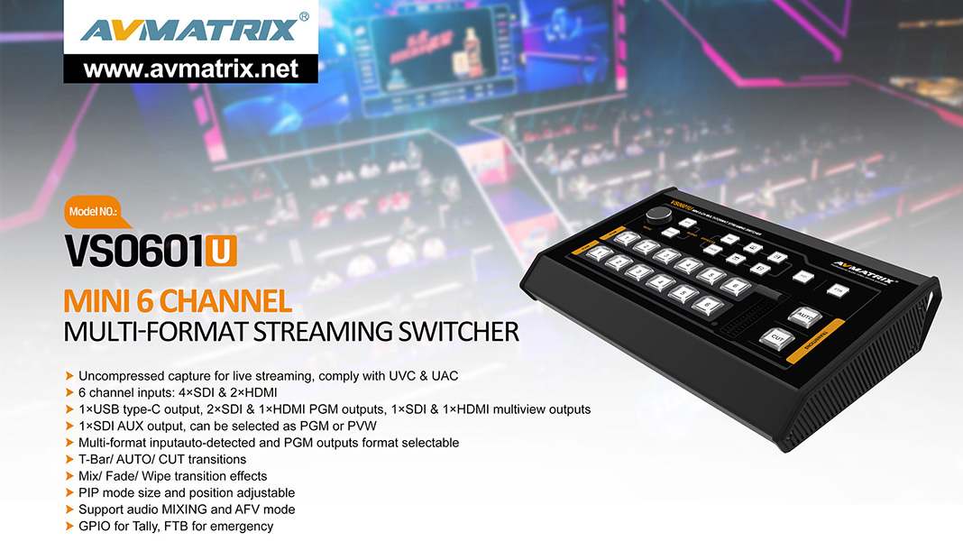 Bàn trộn video AVMatrix VS0601U Mini 6CH SDI/HDMI