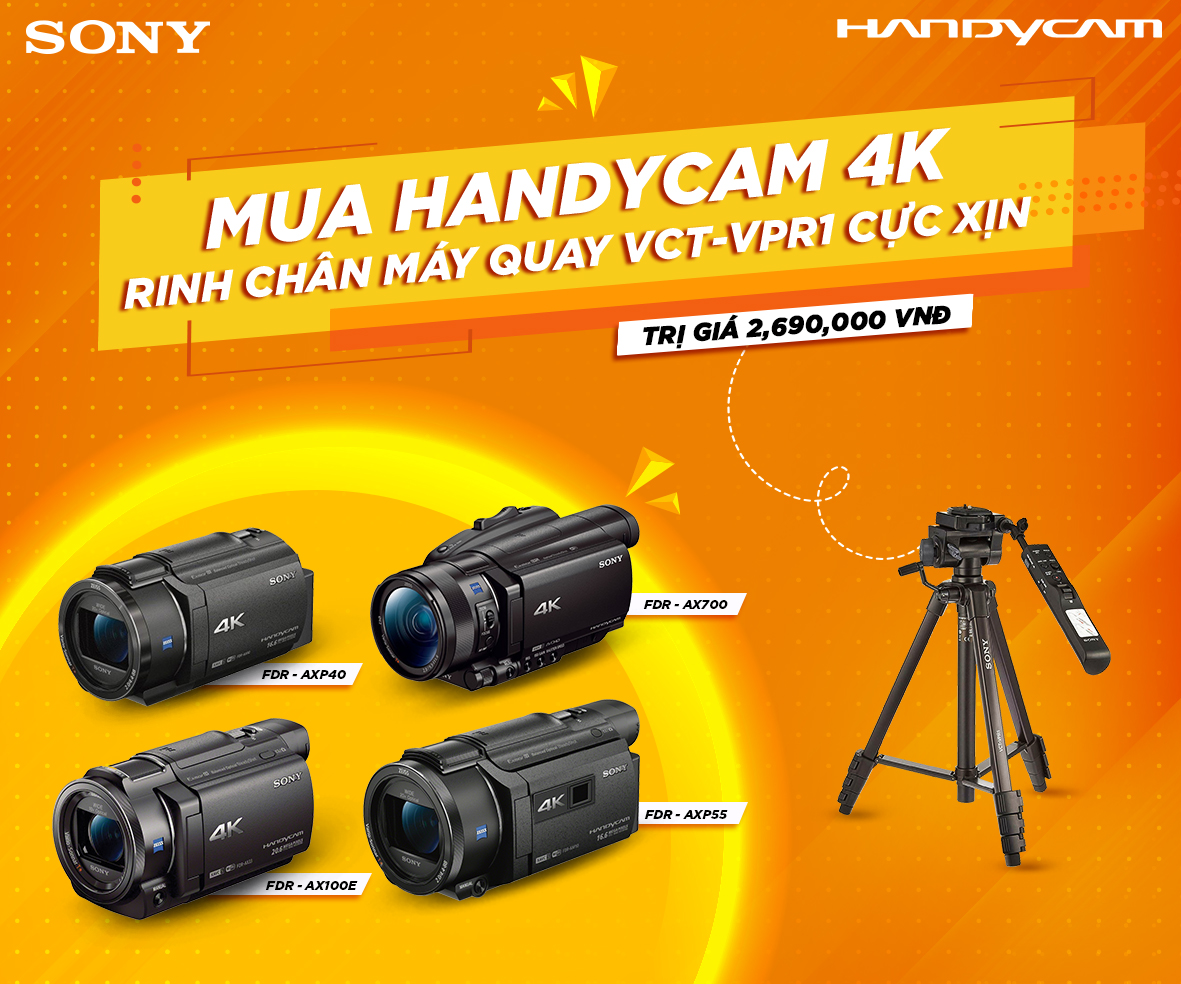 Mua handycam 4k nhận ngay chân máy quay xực xịn