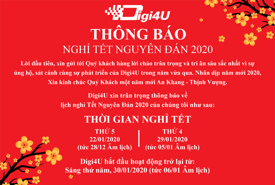 Digi4U - Thông báo lịch nghỉ tết 2020