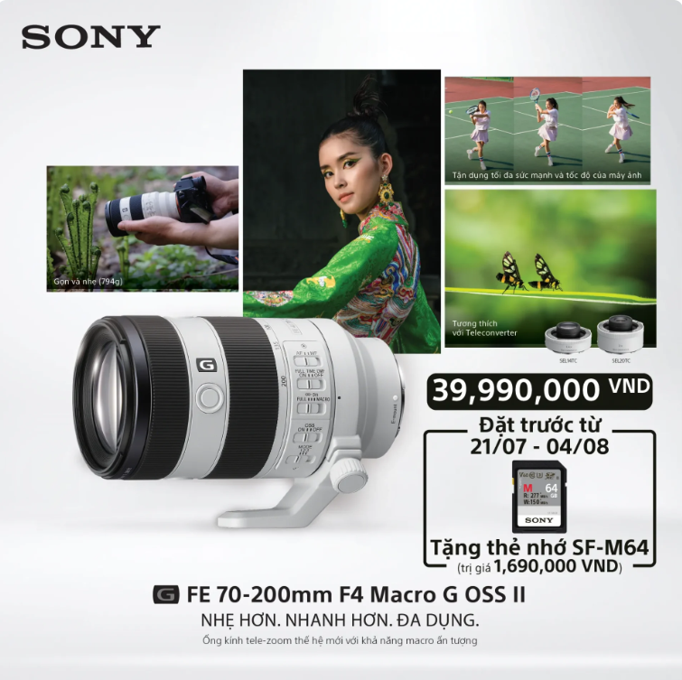 Quà Tặng Pre-order cho Ống kính Sony FE 70–200 mm F4 Macro G OSS Ⅱ ( SEL70200G2) 