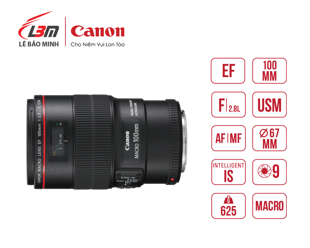 Canon EF100mm f/2.8L Macro IS USM ( Chính Hãng Lê Bảo Minh )