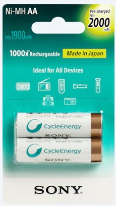 Sony NH-AA-B2KN Ni-MH Rechargeable Battery AA Battery 2-Pack (1900mAH)