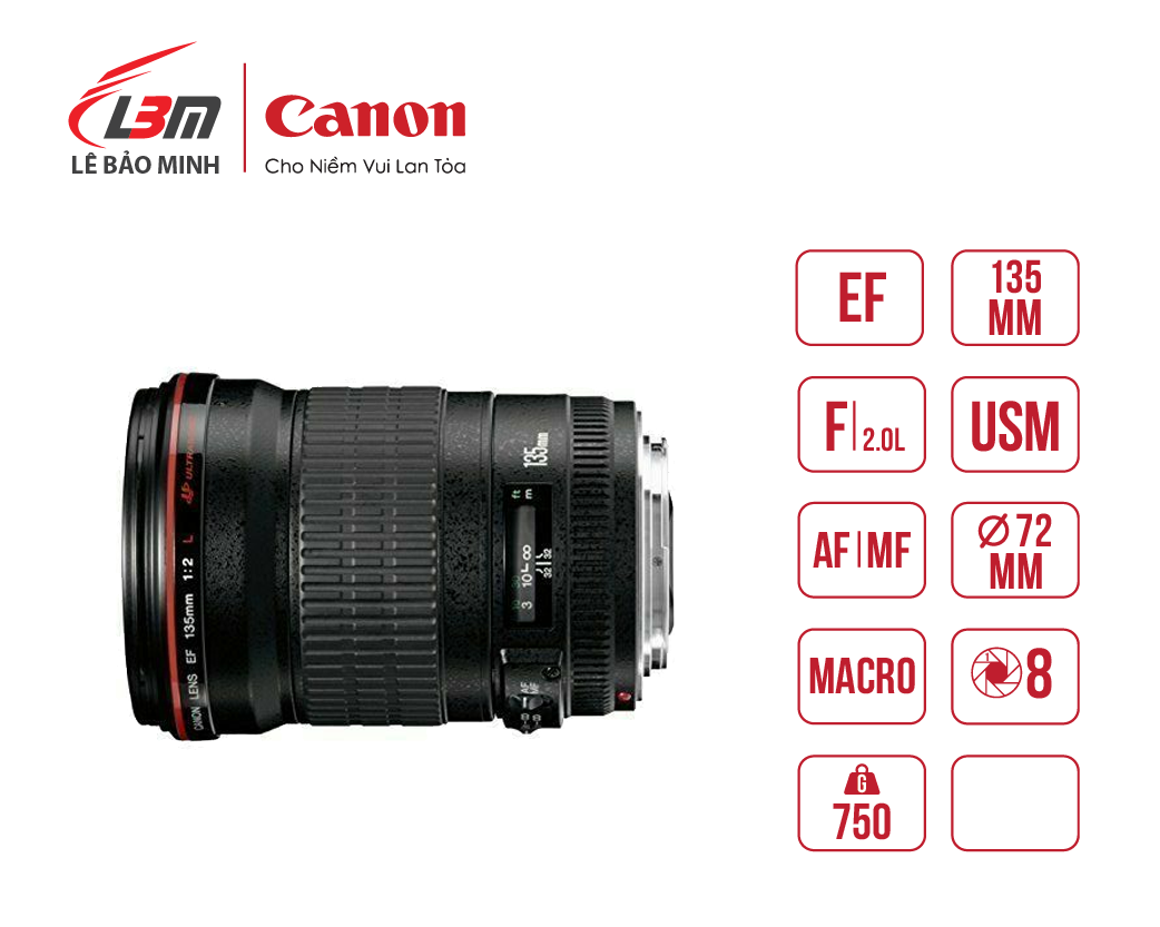 Canon EF 135mm f/2.0L USM - Chính Hãng LBM