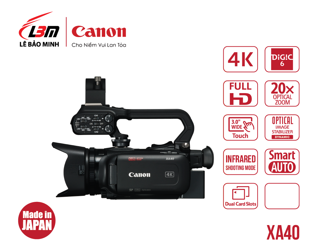 Máy quay chuyên dụng Canon XA40 (4K) Chính hãng LBM