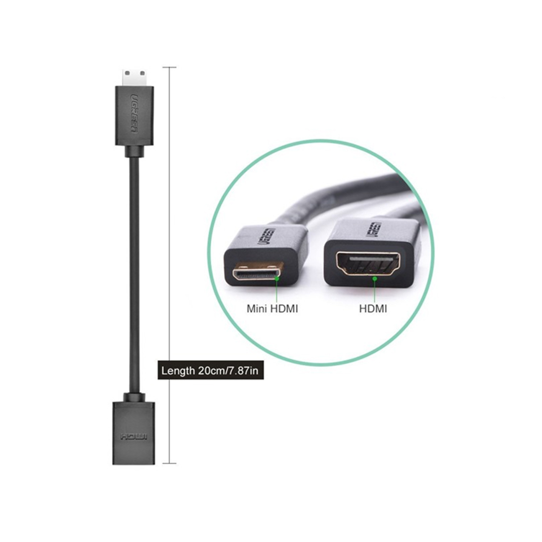 Cáp chuyển đổi mini HDMI to HDMI dài 20cm chính hãng Ugreen UG-20137