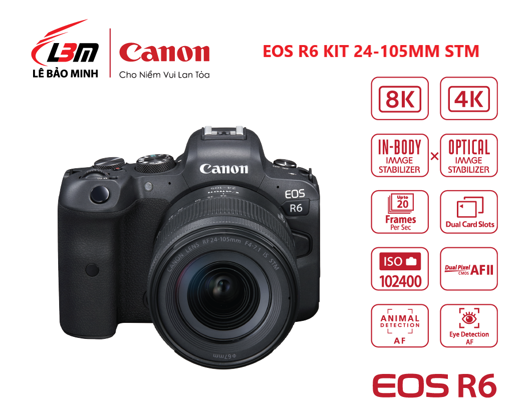 Máy ảnh Canon EOS R6 ( kèm lens kit RF24-105mm f4-7.1 IS STM)