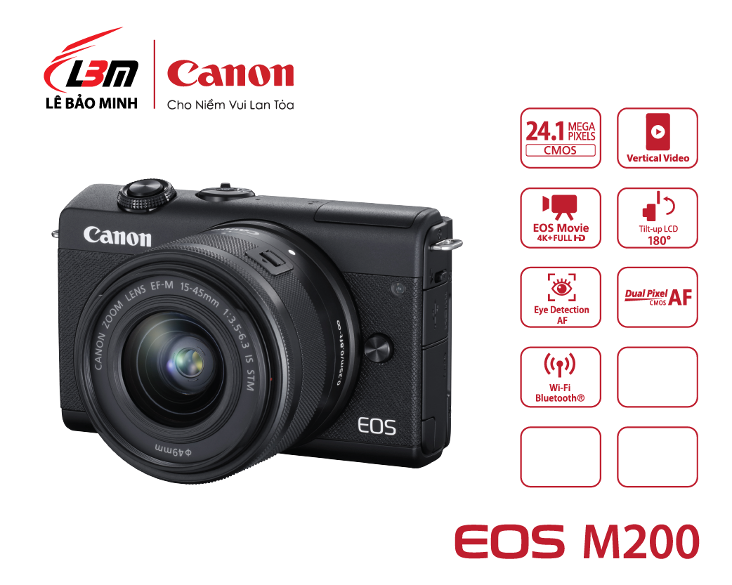   Máy ảnh Canon EOS M200 Kit EF-M 15-45mm IS STM (Đen) (Lê Bảo Minh)