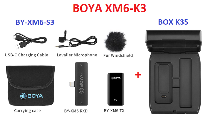 Microphone không dây BOYA BY-XM6 K3 - kết nối Lightning  cho iPhone và iPad | Chính Hãng 