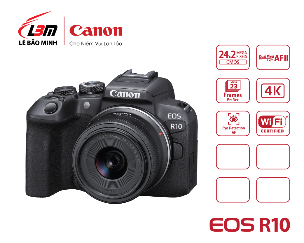Máy ảnh Canon EOS R10 kèm lens (RF-S18-45mm f/4.5-6.3 IS STM)  | Chính hãng