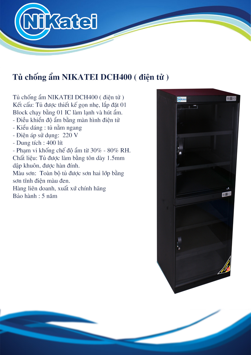 Tủ chống ẩm NIKATEI DCH400 (điện tử) | Chính hãng