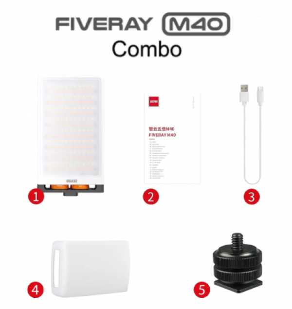 Đèn Zhiyun Fiveray M40 Cầm Tay Combo - Chính hãng