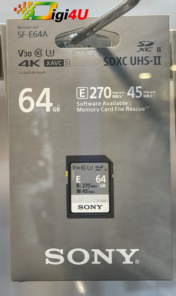 Thẻ nhớ SDXC Sony 64GB 270Mb/45Mb/s (SF-E64A//T) - Chính Hãng