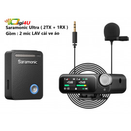  Micro không dây  Saramonic Ultra ( 2TX + 1RX ) + 2 mic LAV cài ve áo | Chính Hãng