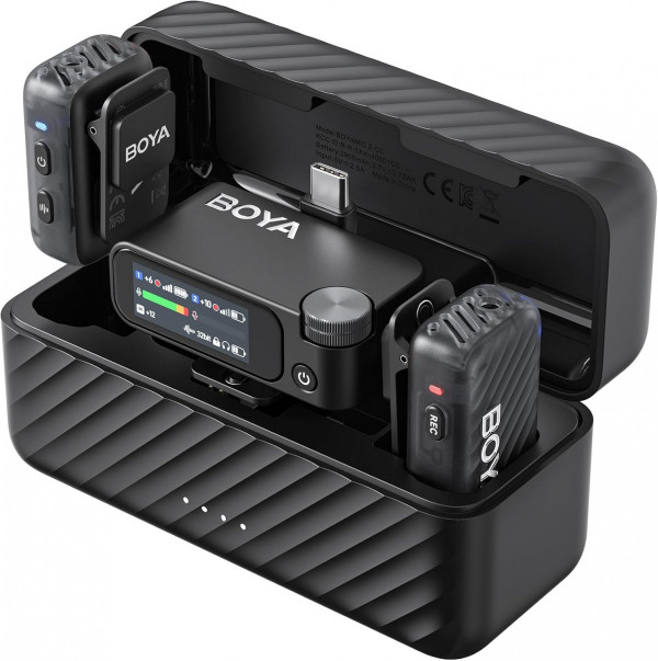 Microphone Boya Mic 2 - Bản Combo: (1 RX + 2 TX + Dọc sạc + USB-C + 3.5mm)| CHÍNH HÃNG