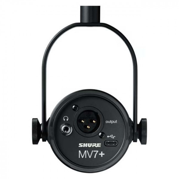 Micro thu âm chuyên podcast cổng USB Shure MV7+ màu đen và chân đế (MV7+-K-BNDL) (NEW) - Chính hãng