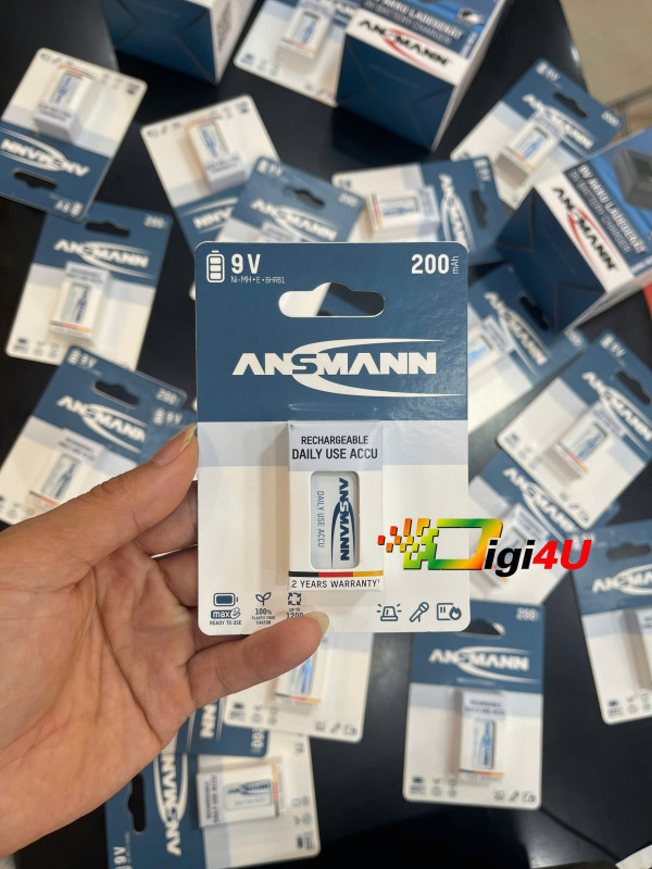 Pin sạc 9v Ansman MaxE 9v-200mAh - 6HR61 (Loại vỉ 1viên) |  chính hãng