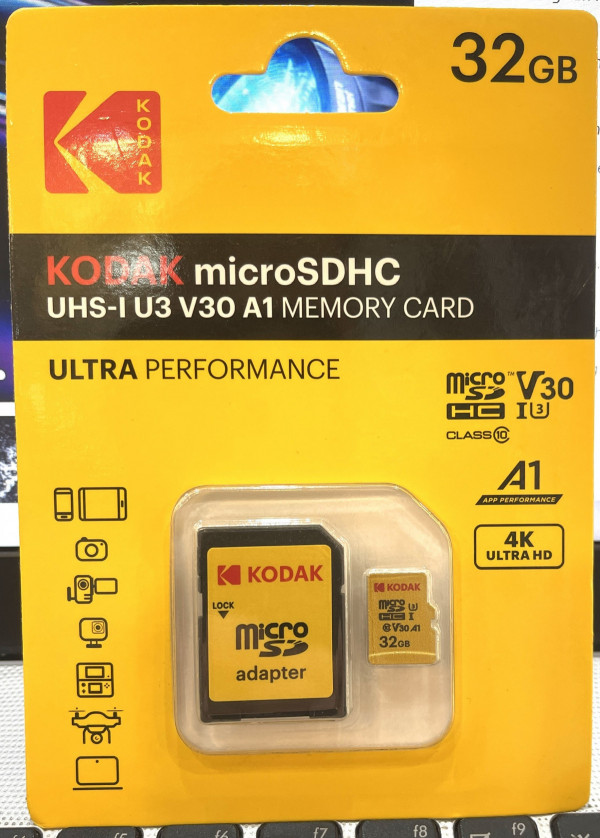 Thẻ nhớ MicroSD Kodak UHS-I U3/V30/A1 dung lượng 32GB