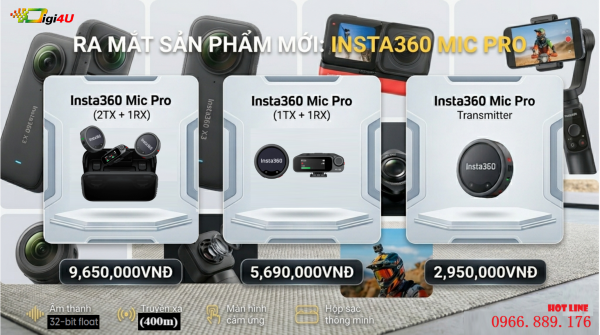 Miccro không dây Insta360 Mic Pro | Chính hãng 