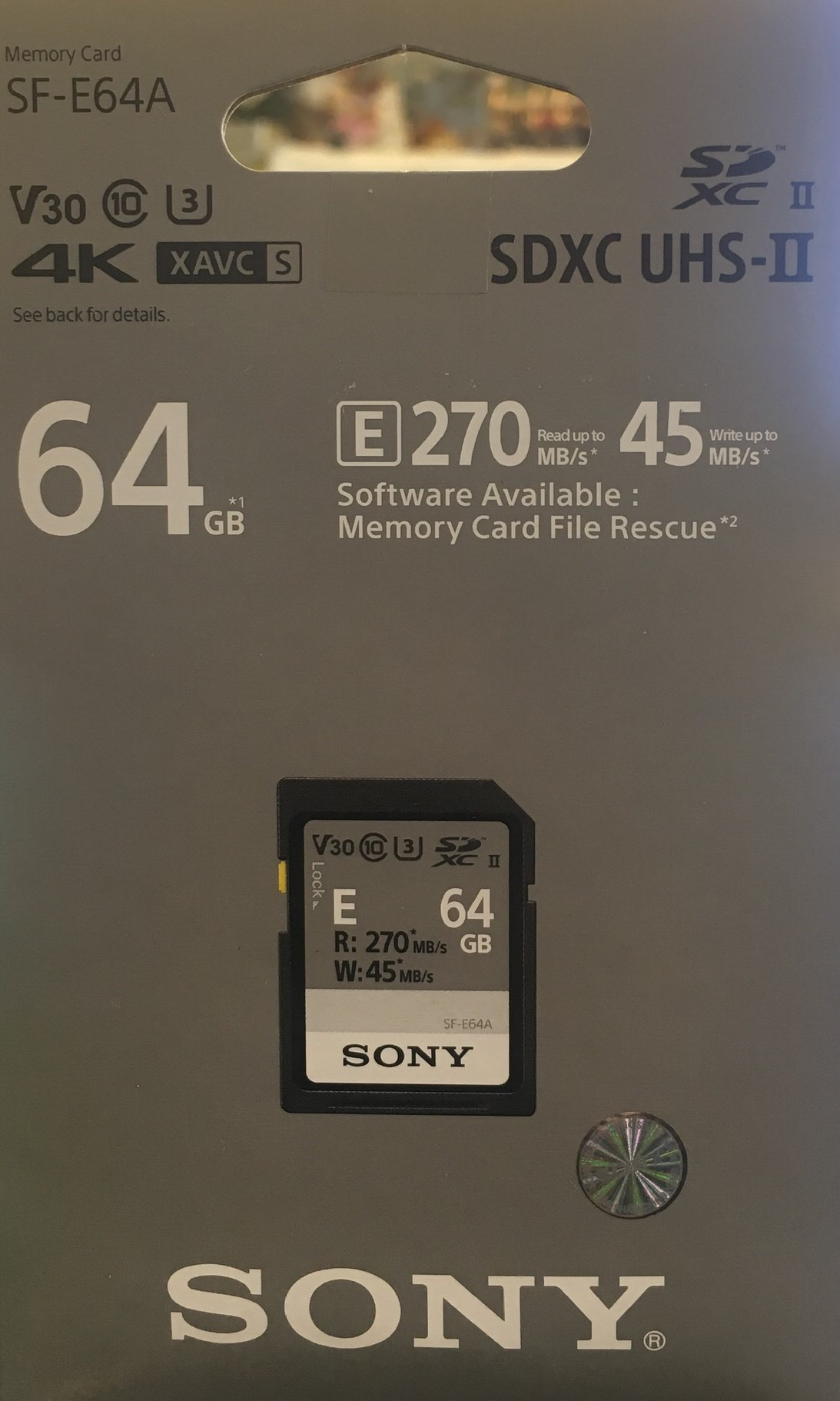 Thẻ Nhớ SDXC Sony 64GB 270MB/45MB/S (SF-E64A //T ET4) 